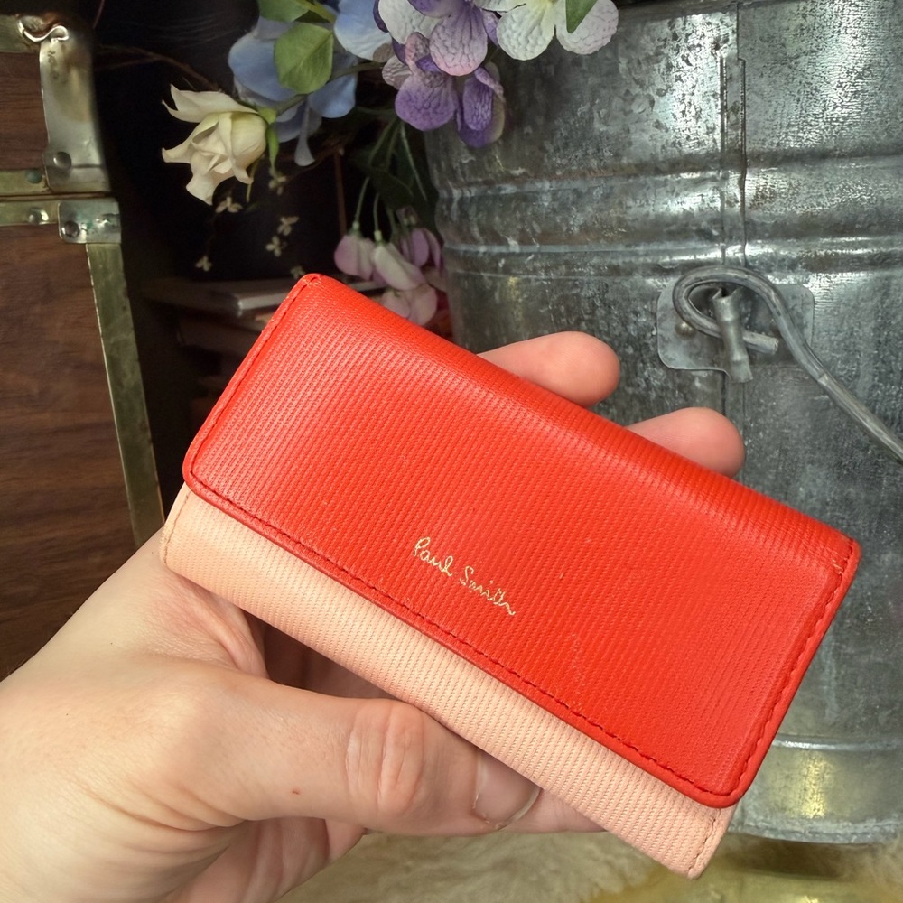 Paul Smith Vibrant Coral and Soft Pink Key holder with card slots